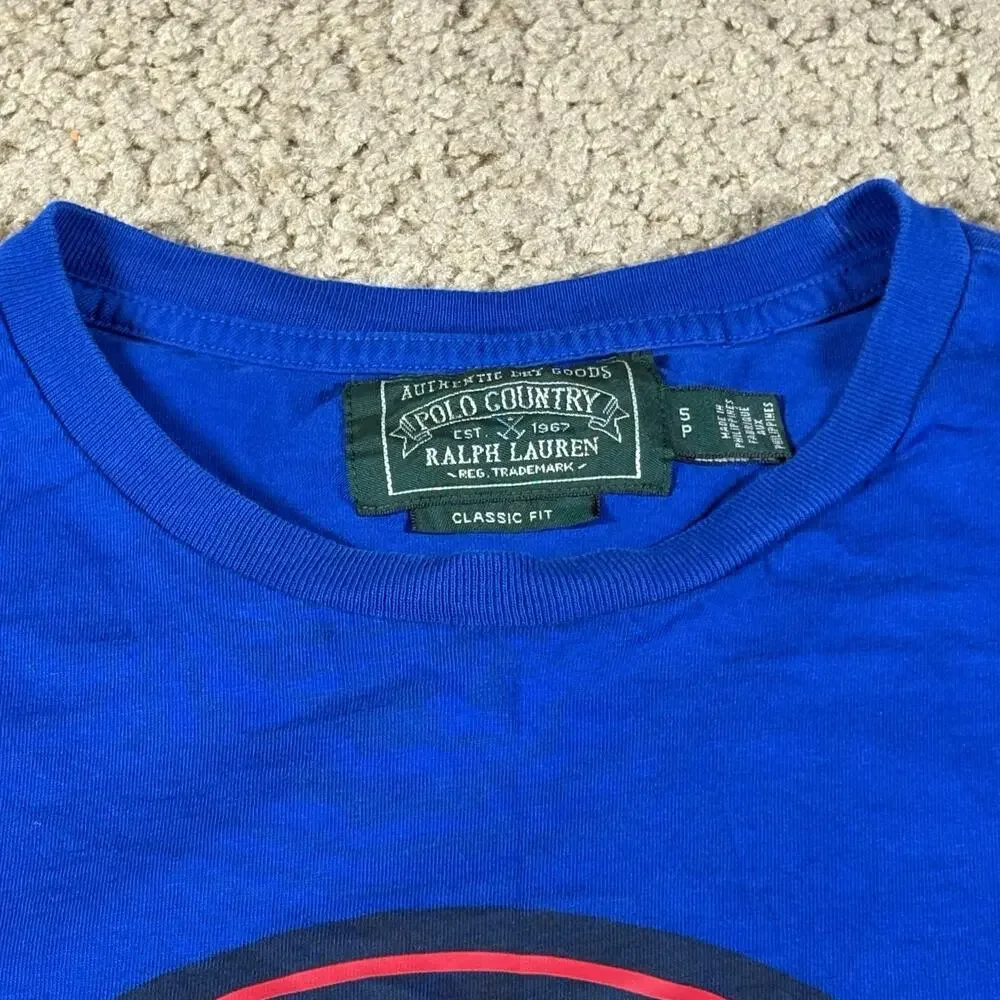 Polo Ralph Lauren Country Sportsman Blue T Shirt Mens Size SP Graphic‎ Tee